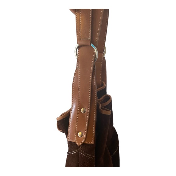 Suede & leather large bucket shoulder bag - Picture 16 of 16